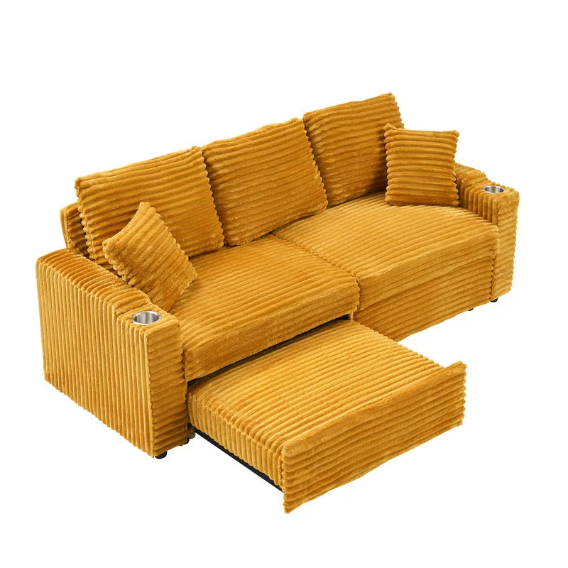 80" Cordylona Sofa, Cup Holder, Ottoman Storage