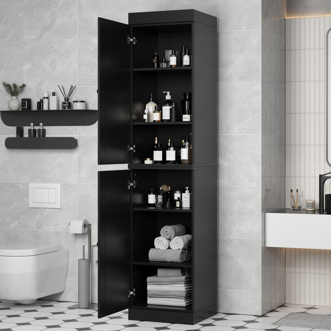 100% Solid Wood Bathroom Storage Cabinet, Adjustable Shelves, 16.5" Wide, 35.75" Tall