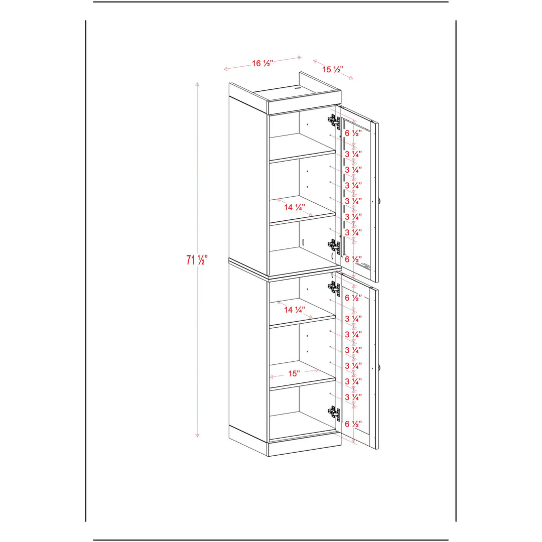 100% Solid Wood Bathroom Storage Cabinet, Adjustable Shelves, 16.5" Wide, 35.75" Tall
