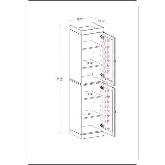100% Solid Wood Bathroom Storage Cabinet, Adjustable Shelves, 16.5" Wide, 35.75" Tall