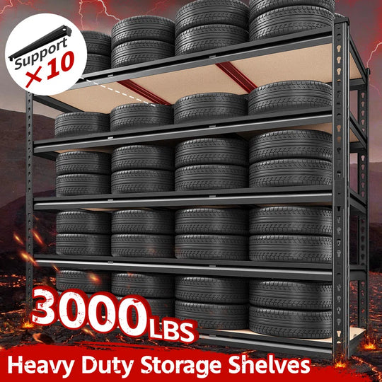 48"W Storage Shelves, Heavy Duty Garage Shelving, Adjustable Metal Shelves for Garage Shelves, Sturdy Industrial Shelving Unit