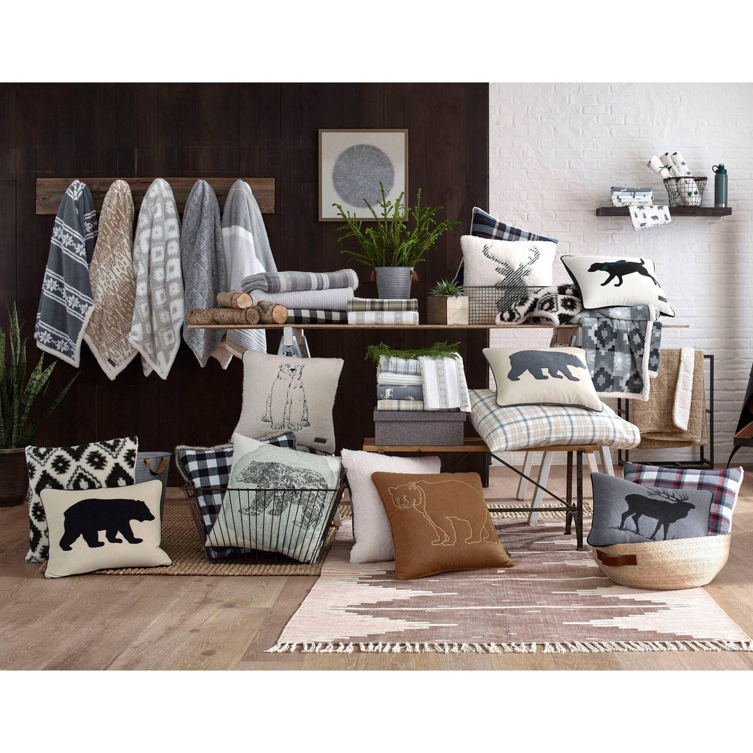 Flannel Cotton with Faux Shearling Reverse Throw Blanket (50X60 Inches)