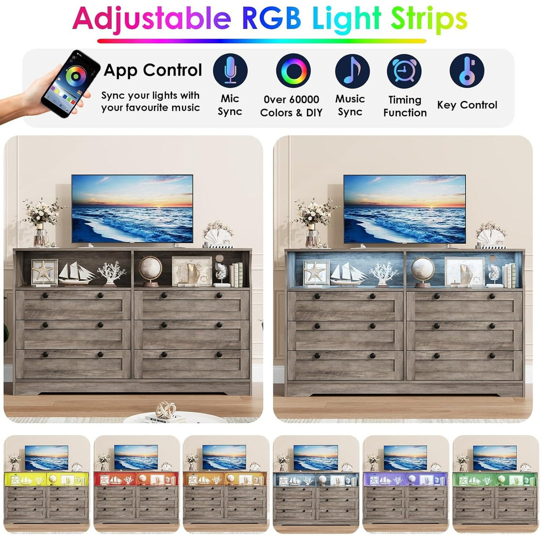 55" Black 6-Drawer Wood Dresser, Modern Storage Organizer for Bedroom, Living Room, Closet & Entryway