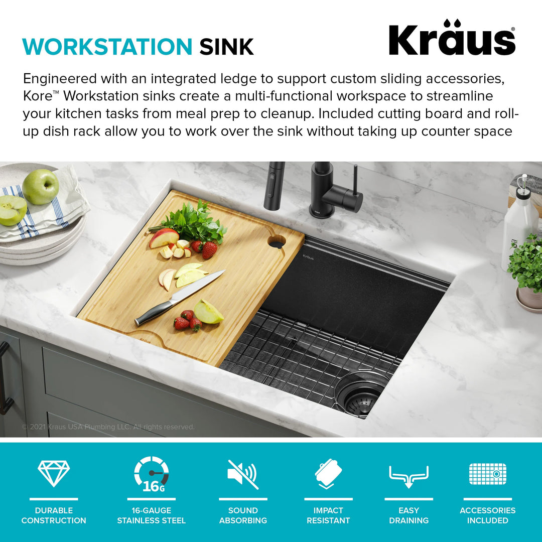 Kore Workstation Undermount Stainless Steel Kitchen Sink