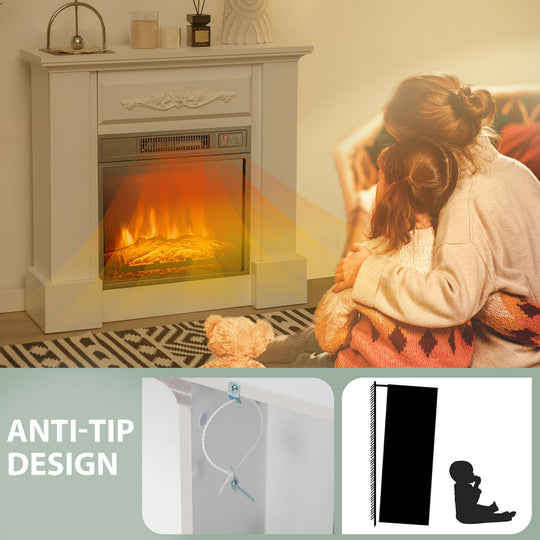32" Electric Fireplace Mantel TV Stand Space Heater W/Remote - See Details