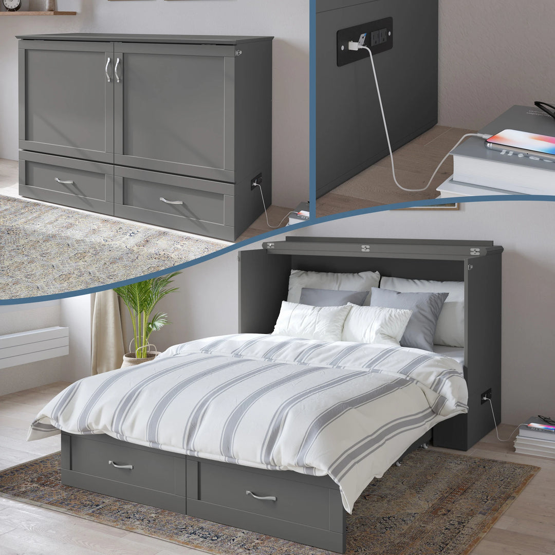 Hamilton Murphy Bed Chest with Mattress and Storage Drawer