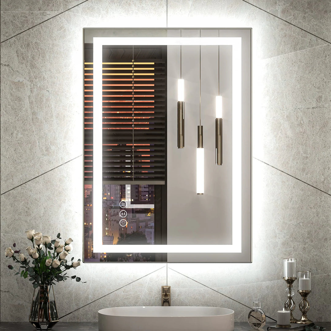 Large LED Bathroom Mirror with UL Listed, Front and Backlit, Anti-Fog