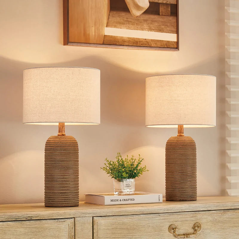 Farmhouse Table Lamp Set with LED Bulbs (Set of 2) - W10.5 X H18.5 Inch