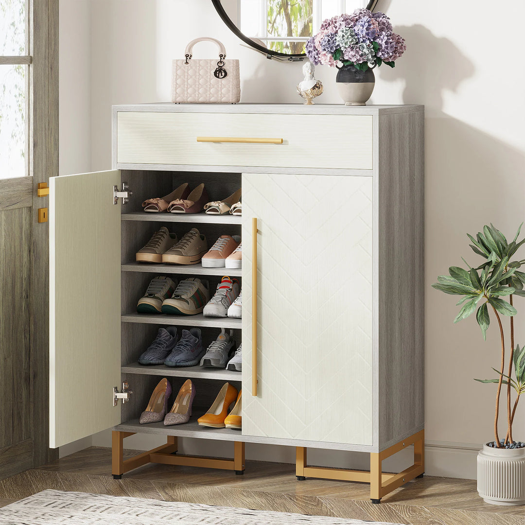 20-Pair Shoe Storage Cabinet with Drawer for Entryway - 31.5"L X 15.75"W X 39.37"H