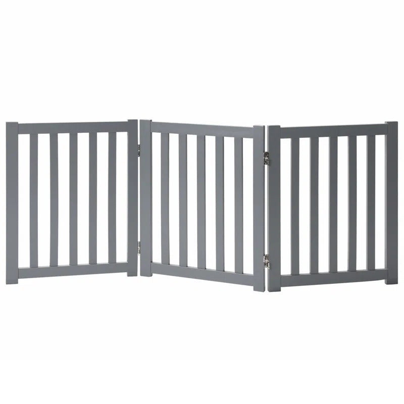 Solid Wood Freestanding Foldable Pet Gate for Dogs,3 Panels for Doorways,Stairs,Hallways Etc