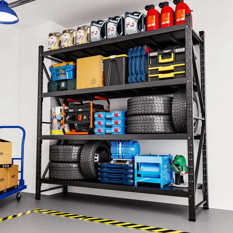Heavy Duty 4-Tier Steel Shelves - Adjustable Storage Rack for Garage, Warehouse, Pantry & Toolsheds