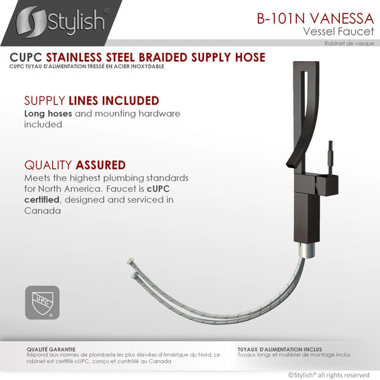 Single Handle Bathroom Faucet for Single Hole Brass Vessel Mixer Tap - Faucet Height: 17 1/2" Spout Height: 8"