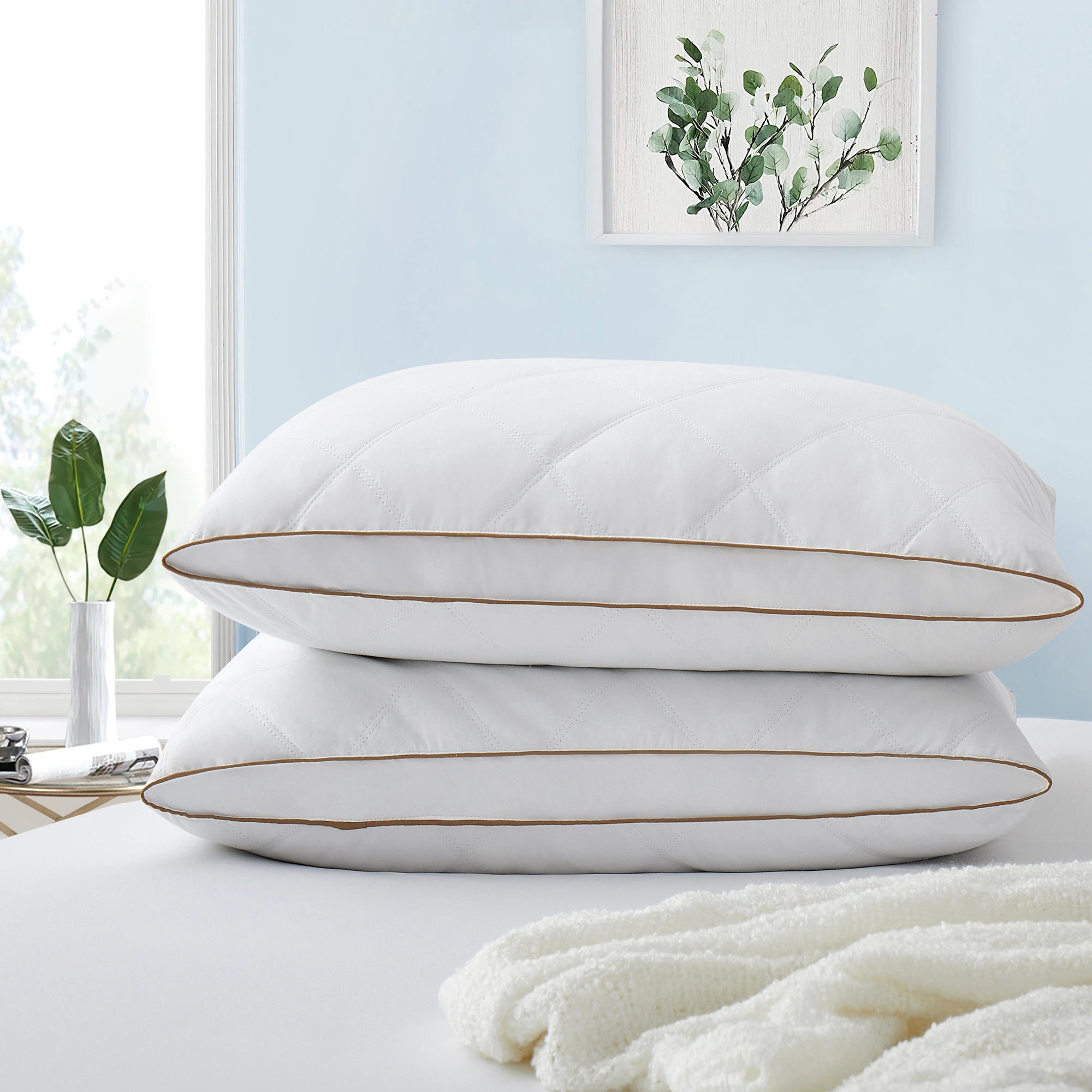 Medium-Firm 2-Inch Gusset Feather and down Pillows Set of 2