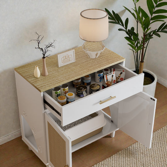 Cat Litter Box Enclosure with Scratch Pad, Hidden Litter Box Furniture Cabinet for Living Room or Office