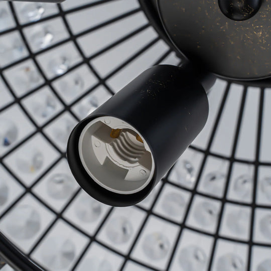 Retro French 4/5-Light Antique Brass Globe Crystal Chandelier for Living/Dining Room