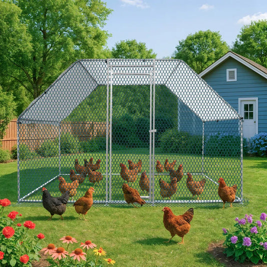 Large Metal Chicken Coop with Rain Cover