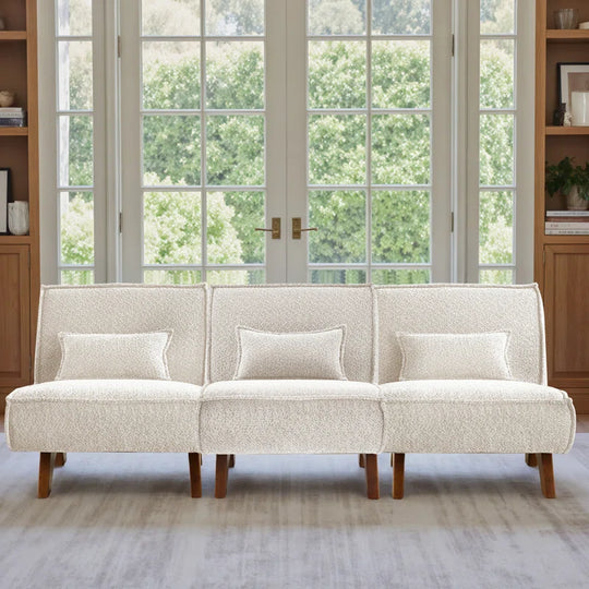 90''W Upholstered Spacious 3 Seat Sofa Will Pillow