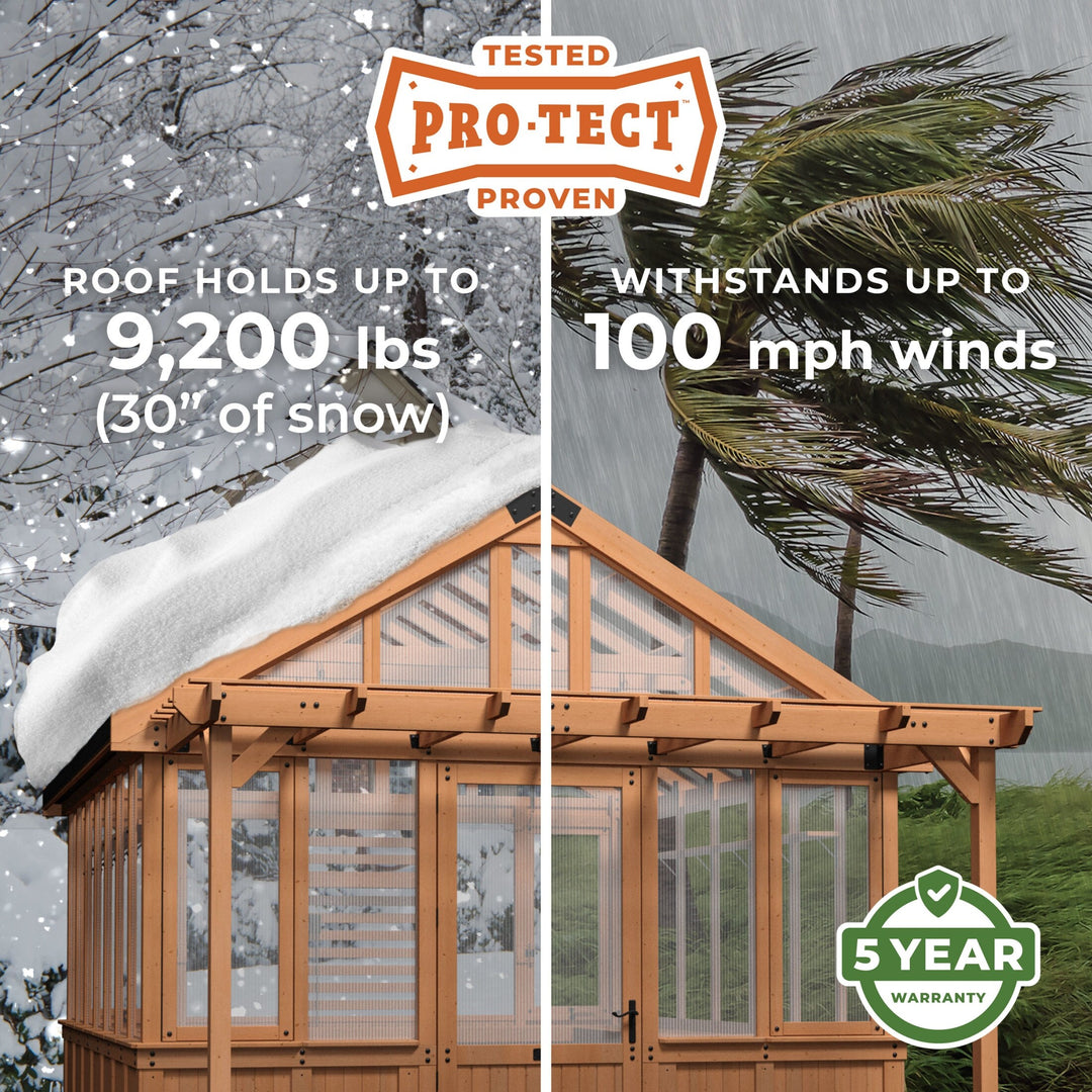 Bellerose XL 13'X11' Cedar Wood Greenhouse, Pergola - 13 X 11