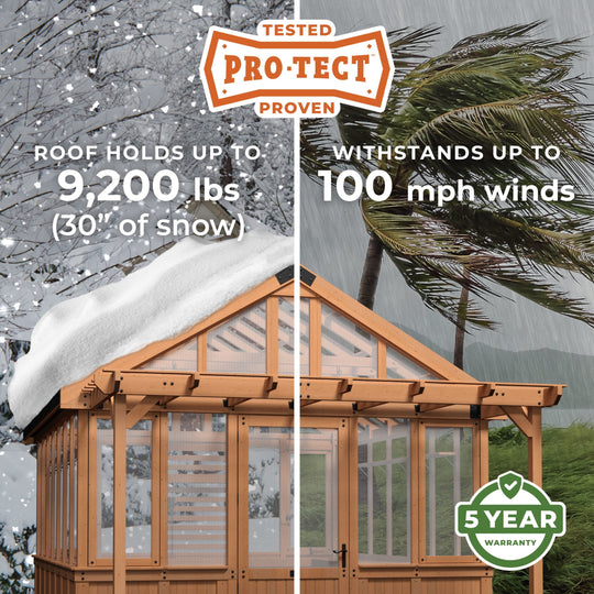 Bellerose XL 13'X11' Cedar Wood Greenhouse, Pergola - 13 X 11