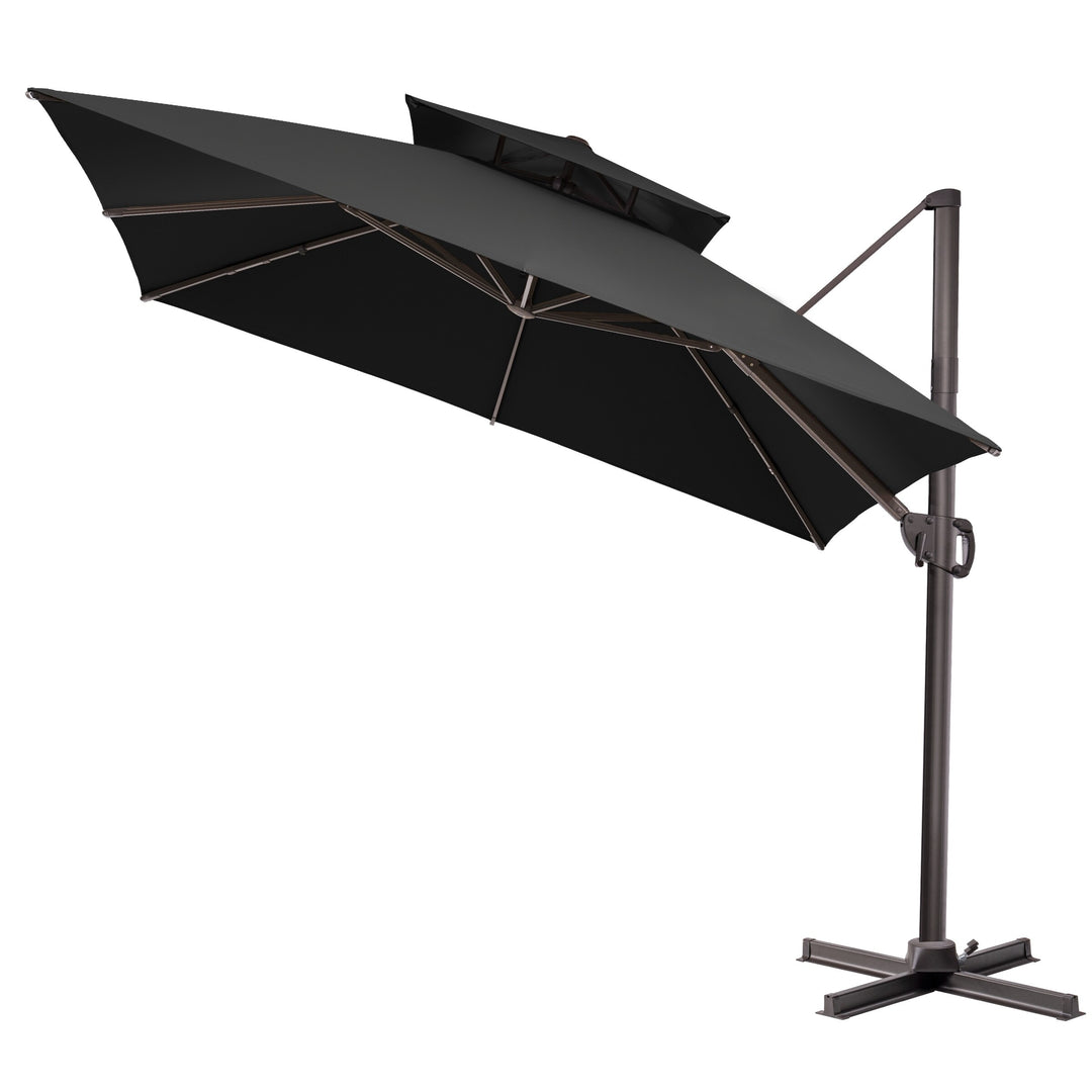 11 X 11 FT Outdoor Square Patio Cantilever Offset Umbrella with Crank and 360 Degrees Rotation