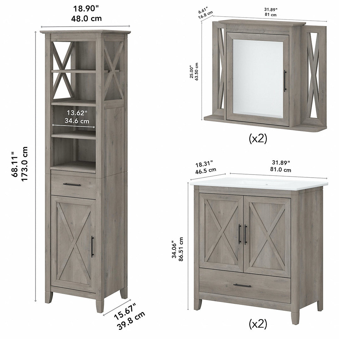 Key West 64W Double Vanity with Sinks and Storage by