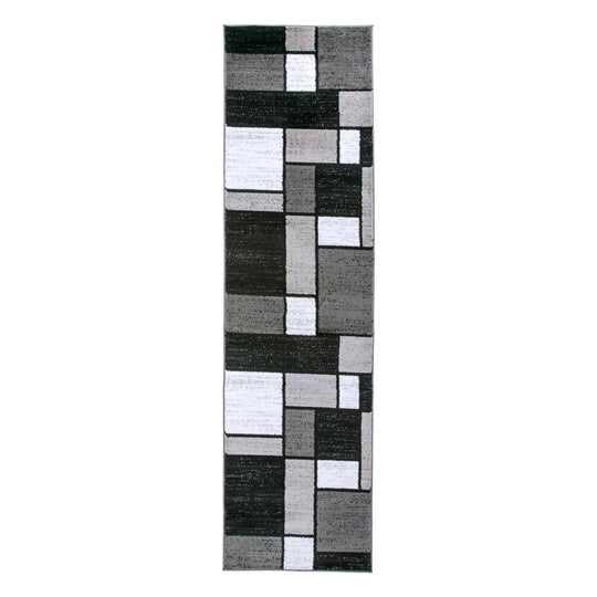 Astika Woven Geometric Gray/White/Black Area Rug – Modern Polypropylene Carpet for Living Room, Bedroom, or Office