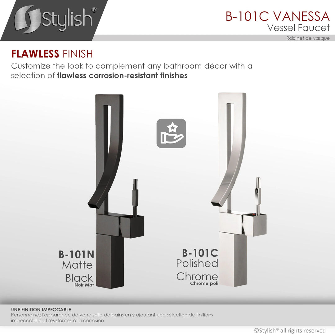 Single Handle Bathroom Faucet for Single Hole Brass Vessel Mixer Tap - Faucet Height: 17 1/2" Spout Height: 8"
