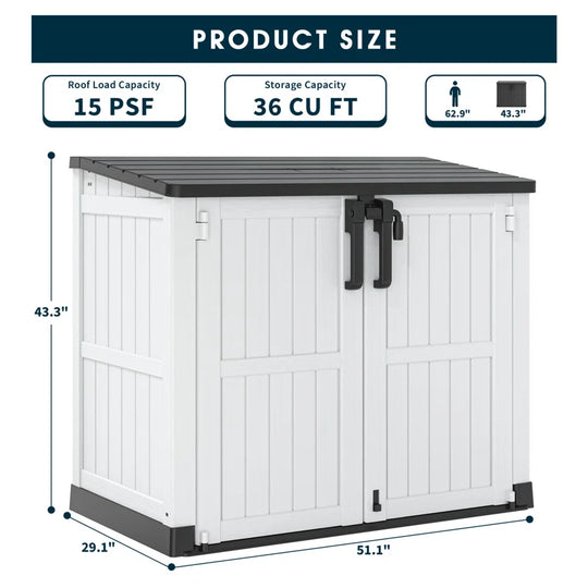 51.1''W Outdoor Resin Horizontal Storage Shed-280 Gallon