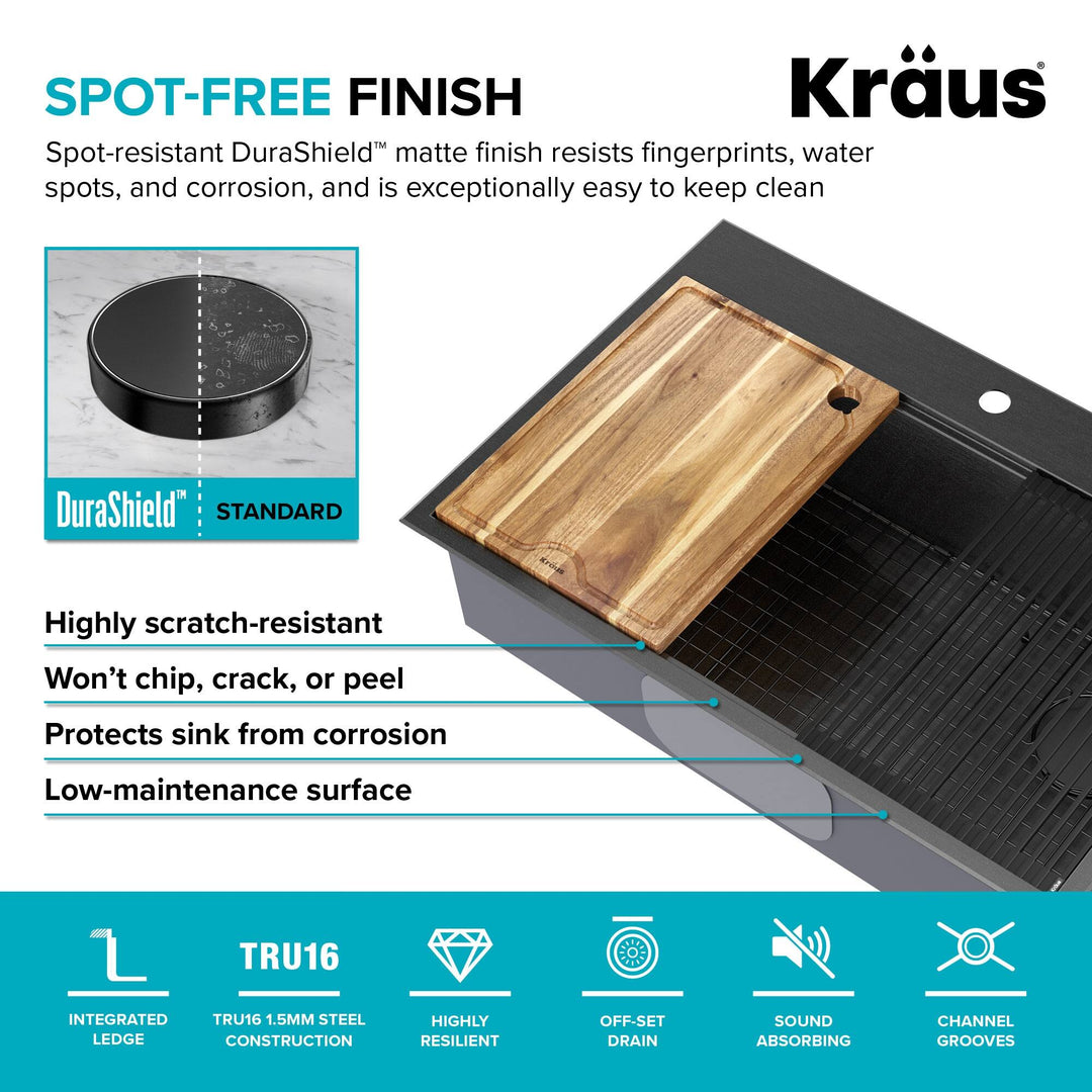 Kore Workstation Drop-In Stainless Steel Kitchen Sink