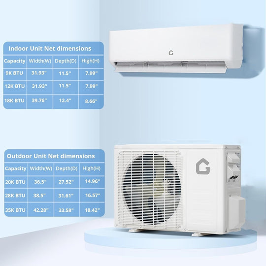 19 SEER2 35000 BTU Dual Zone Mini Split Air Conditioner, 9K+9K+12K+18K, 230V