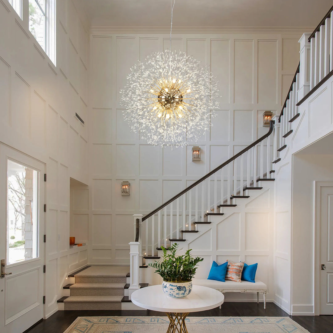 Contemporary 16/20/24/30-Light Glam Oversized Firework Crystal Sputnik Chandelier Dandelion Pendant Light, Includes Bulbs