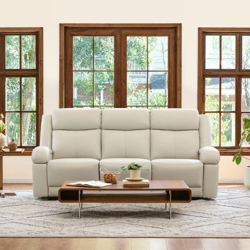 Hadlee Genuine Leather Reclining Sofa with Multi-Function Console.