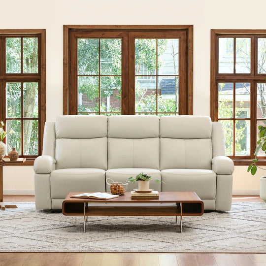 Hadlee Genuine Leather Reclining Sofa with Multi-Function Console.