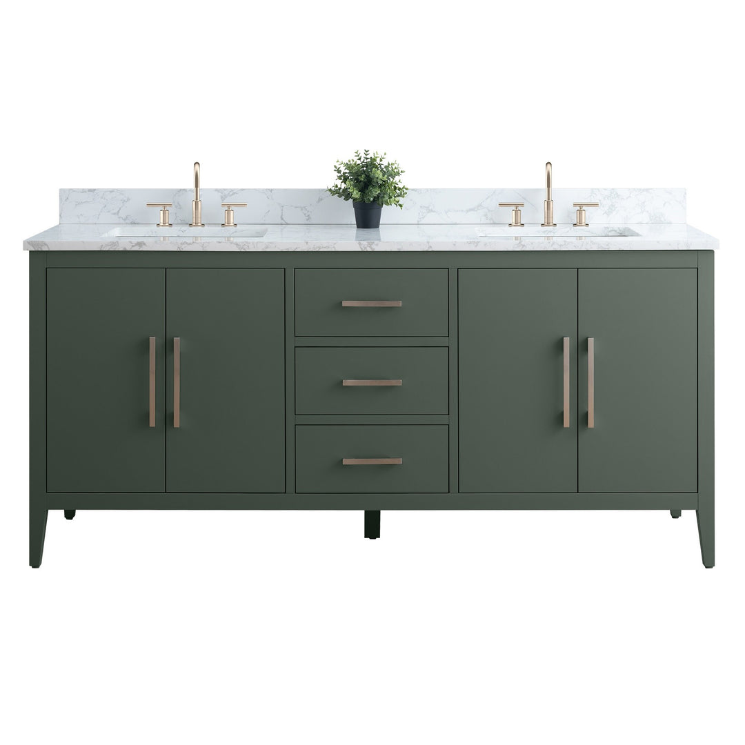 72" Double Sink Bathroom Vanity Cabinet with Engineered Marble Top