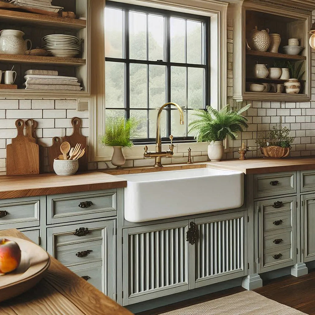 31-Inch Fireclay White Farmhouse Kitchen Sink - 31 X 18 X 8.75 Inches