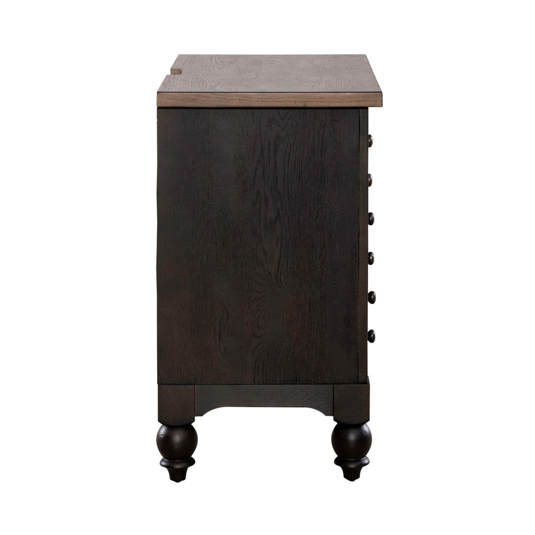 Americana Farmhouse Black Bedside Chest with Charging Station