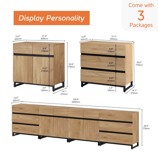 Modern TV Stand for Tvs up to 120 Inches, 4-In-1 Media Console with 6 Drawers and Adjustable Shelves, Entertainment Center