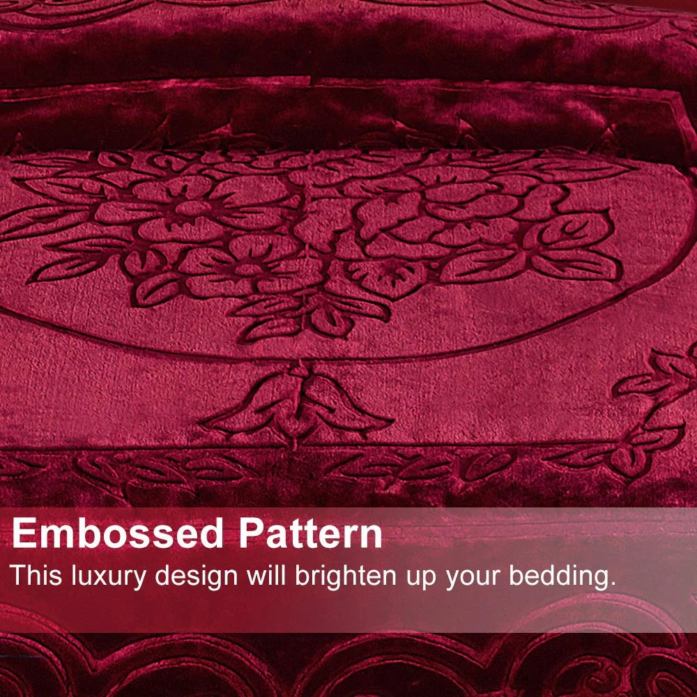 Embossed Floral Bed Blanket 85"X95" - 9Lbs