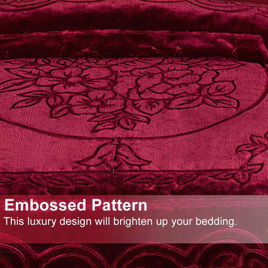Embossed Floral Bed Blanket 85"X95" - 9Lbs