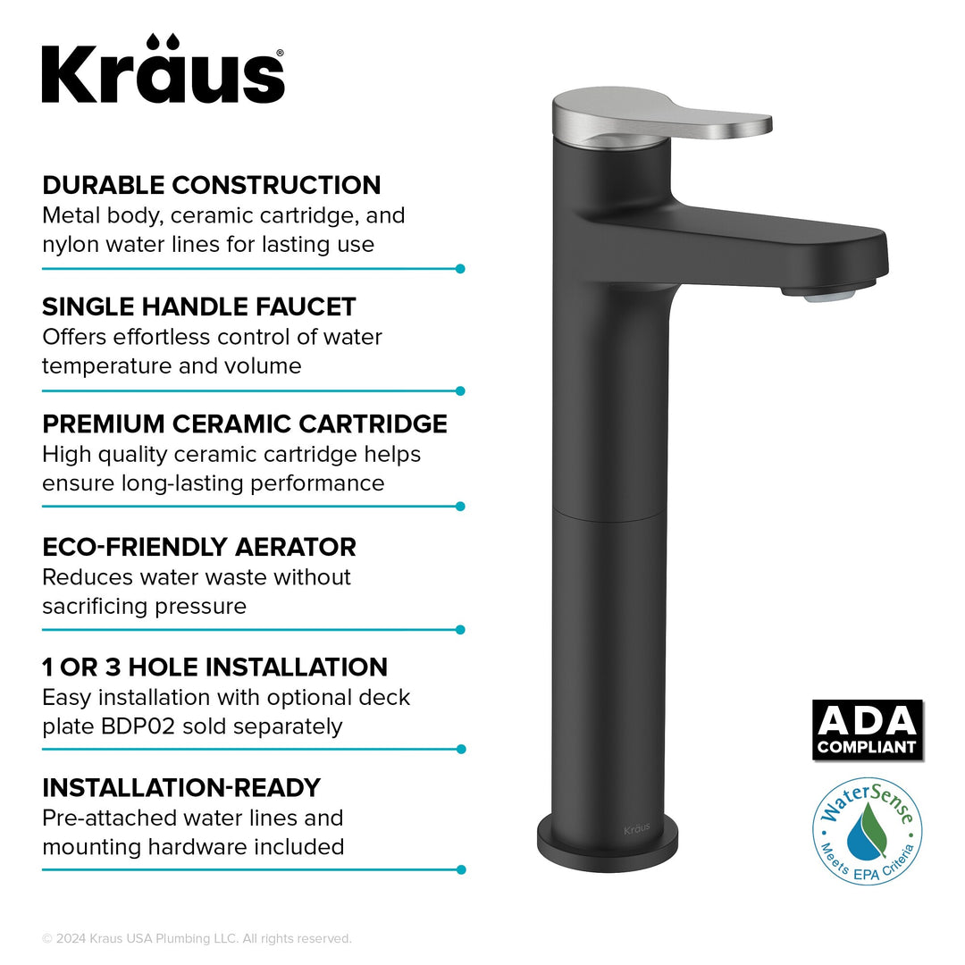 Indy Single Handle Vessel Bathroom Faucet with Pop up Drain