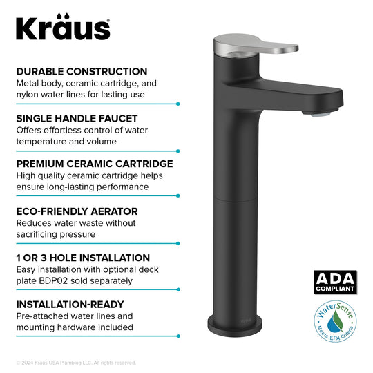 Indy Single Handle Vessel Bathroom Faucet with Pop up Drain