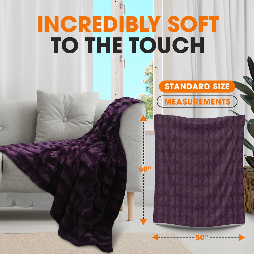 Faux Fur/ Microplush Reversible Throw Blanket