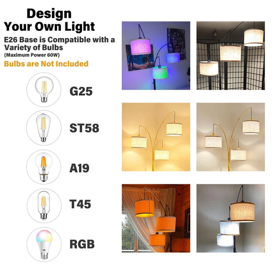 Bidal 3 Lights Modern Arc Tree Floor Lamp