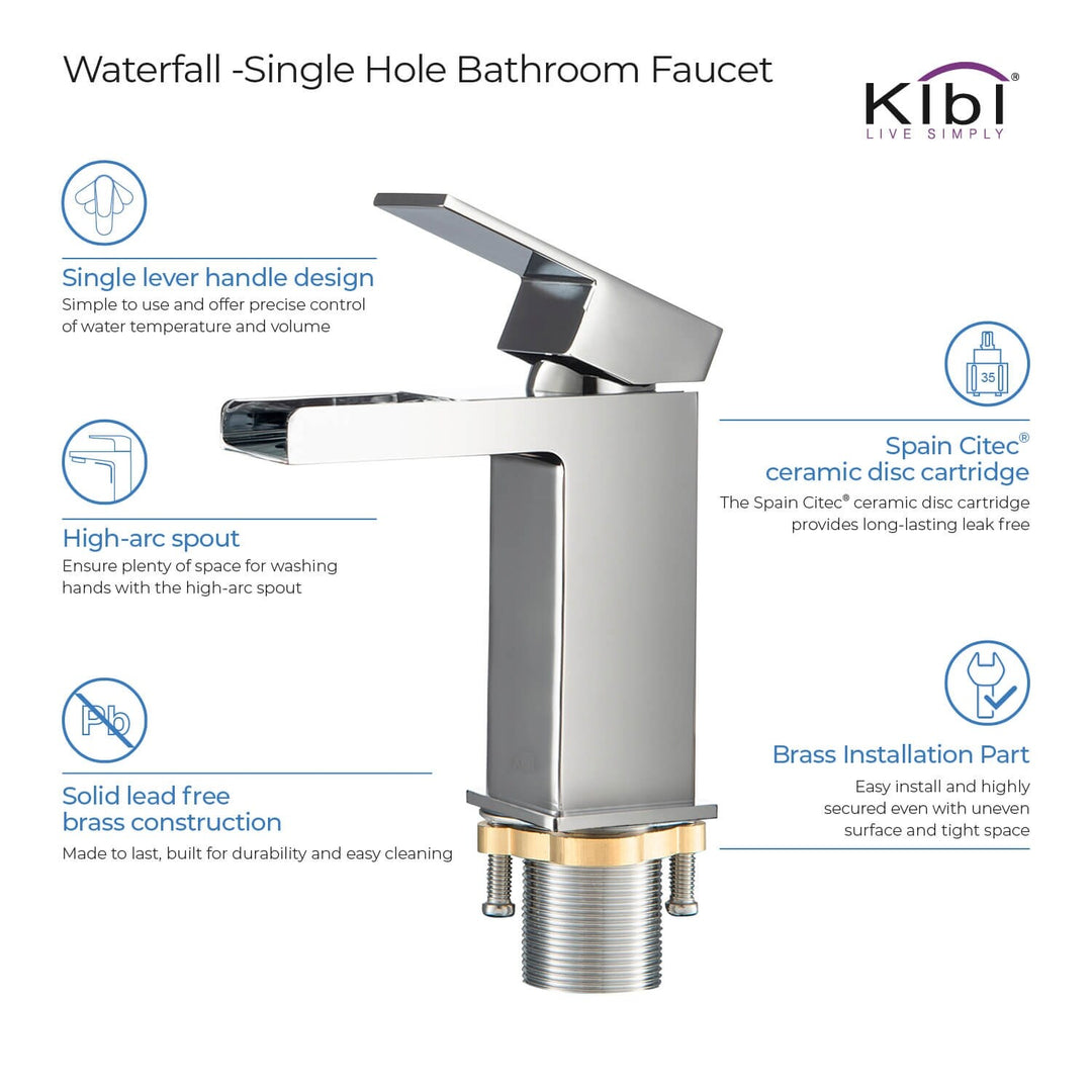 Waterfall Single Handle Bathroom Faucet