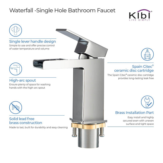 Waterfall Single Handle Bathroom Faucet