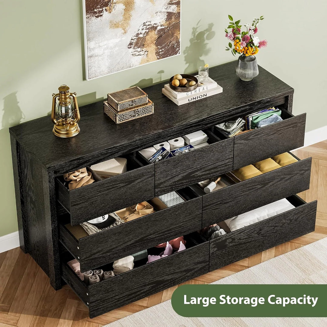 7-Drawer Dresser for Bedroom,Wide Wood Chest with Handle-Free Design,Modern Storage Cabinet for Living Room or Entryway