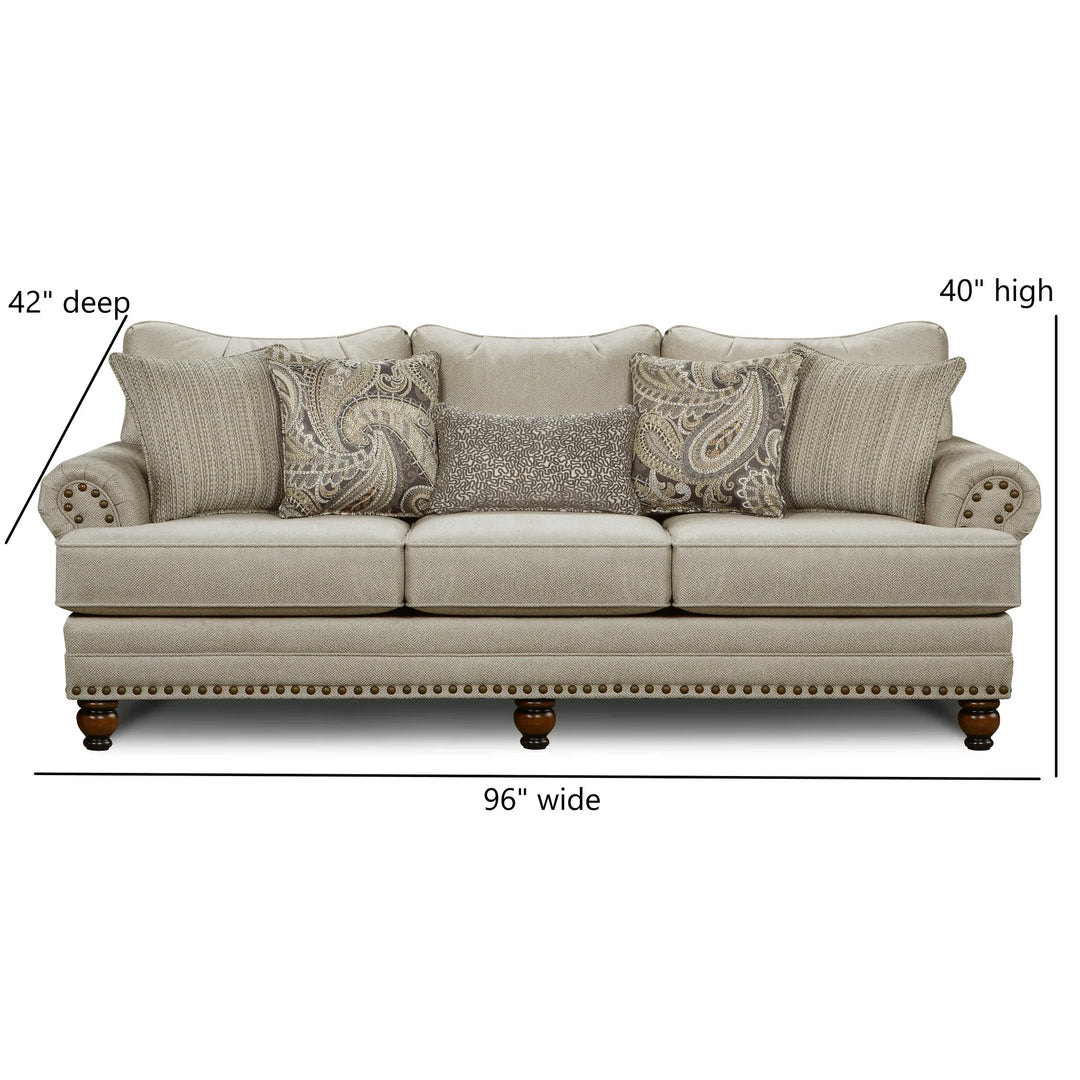 Carys Doe Nailhead Stationary Sofa
