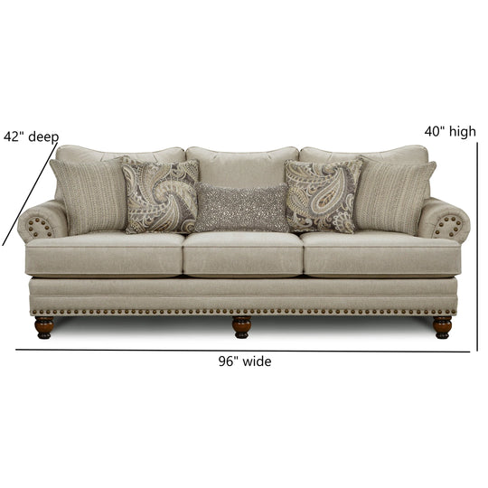 Carys Doe Nailhead Stationary Sofa