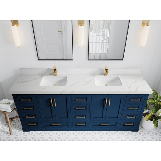Willow Collection 84 in W X 22 in D X 36 in H Boston Double Bowl Sink Bathroom Vanity with Countertop