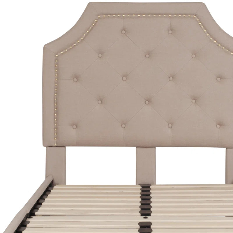 Aluino Arched Button Tufted Upholstered Platform Bed Frame - No Box Spring Required